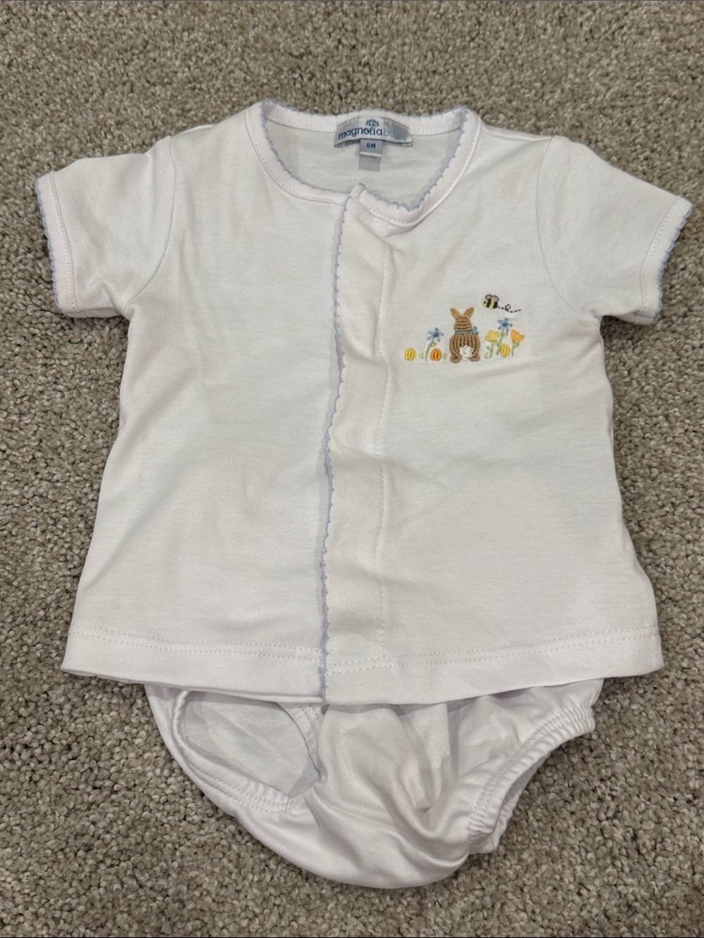 Magnolia Baby White Baby Matching Set with Bunny Embroidery